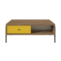 Manhattan Comfort 350643 Joy Double-sided 2-Drawer End Table in Yellow and Off White 